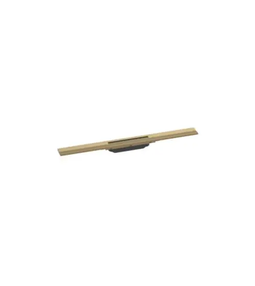 Hansgrohe Duschrinne in gebürstetem Bronze, längliches Design mit flacher Oberfläche und integrierter Ablauffunktion. Geeignet für barrierefreie Duschen.